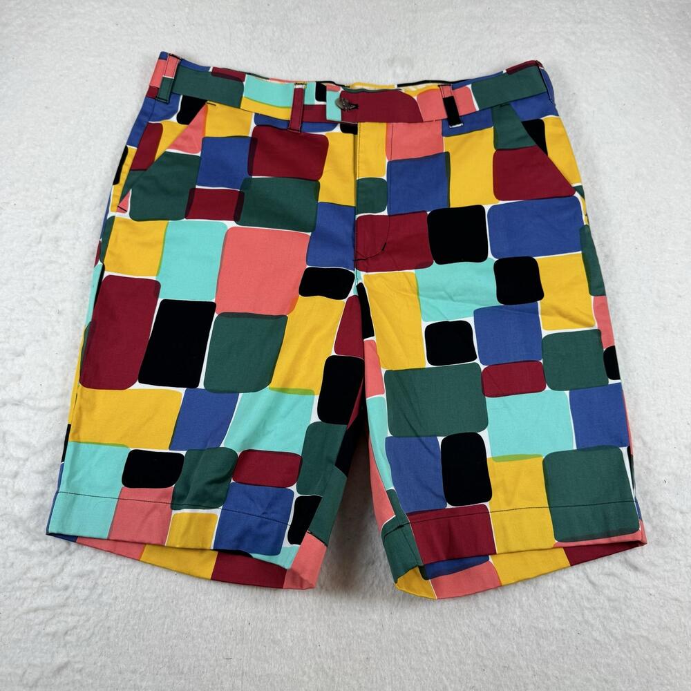 Loudmouth Shorts Mens Size 36 Multicolor Geometric Print Chino Golf Casual